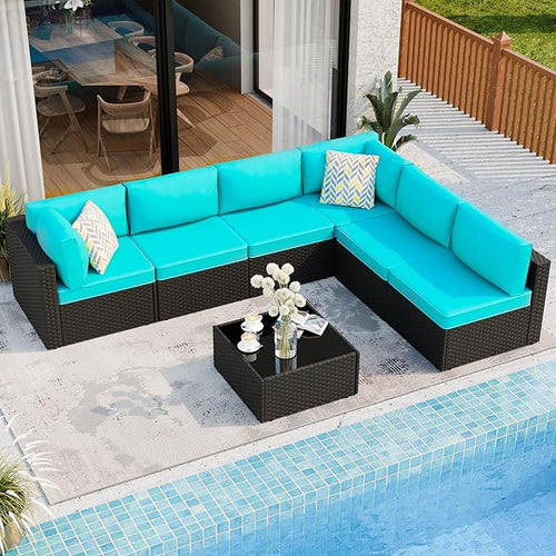 7 Piece Outdoor Patio Furniture Set, All Weather Conversation Set by Shintenchi%7CFurnitureMadeforRealLife
