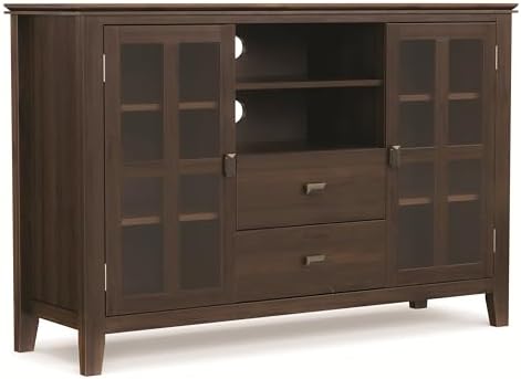 SIMPLIHOME Artisan 53" Wide Solid Wood TV Stand in Natural Aged Brown by SimpliHome