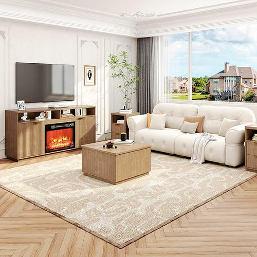 4-Piece Fluted Living Room Set Includes 31.5" Fluted Lift Top Coffee Table - Image 2