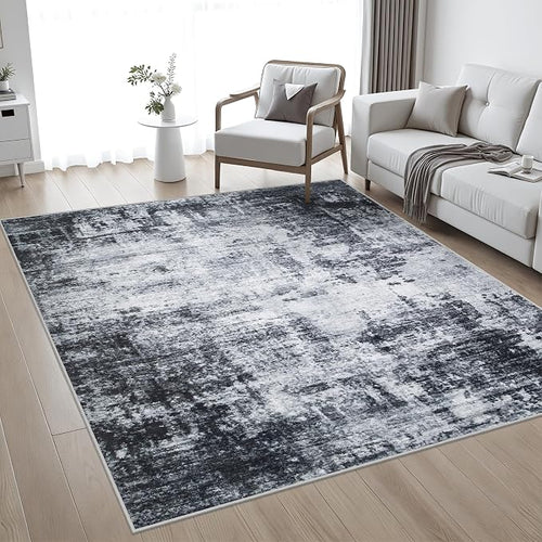 8x8 Area Rug Living Room Rug: Washable Modern Abstract Soft Thin Rug Indoor - Image 2