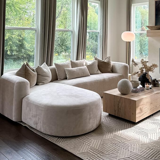 Acanva Luxury Modern Tight Curved Back Velvet Sofa, Minimalist Style Comfy Couch - Image 5