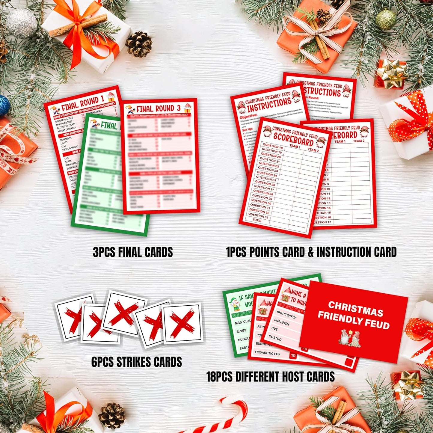 Christmas Friendly Feud Game, Funny Christmas Party Games, Friendly Feud Trivia Quiz for Family, Winter Xmas Holiday Party Supplies for Adults -08