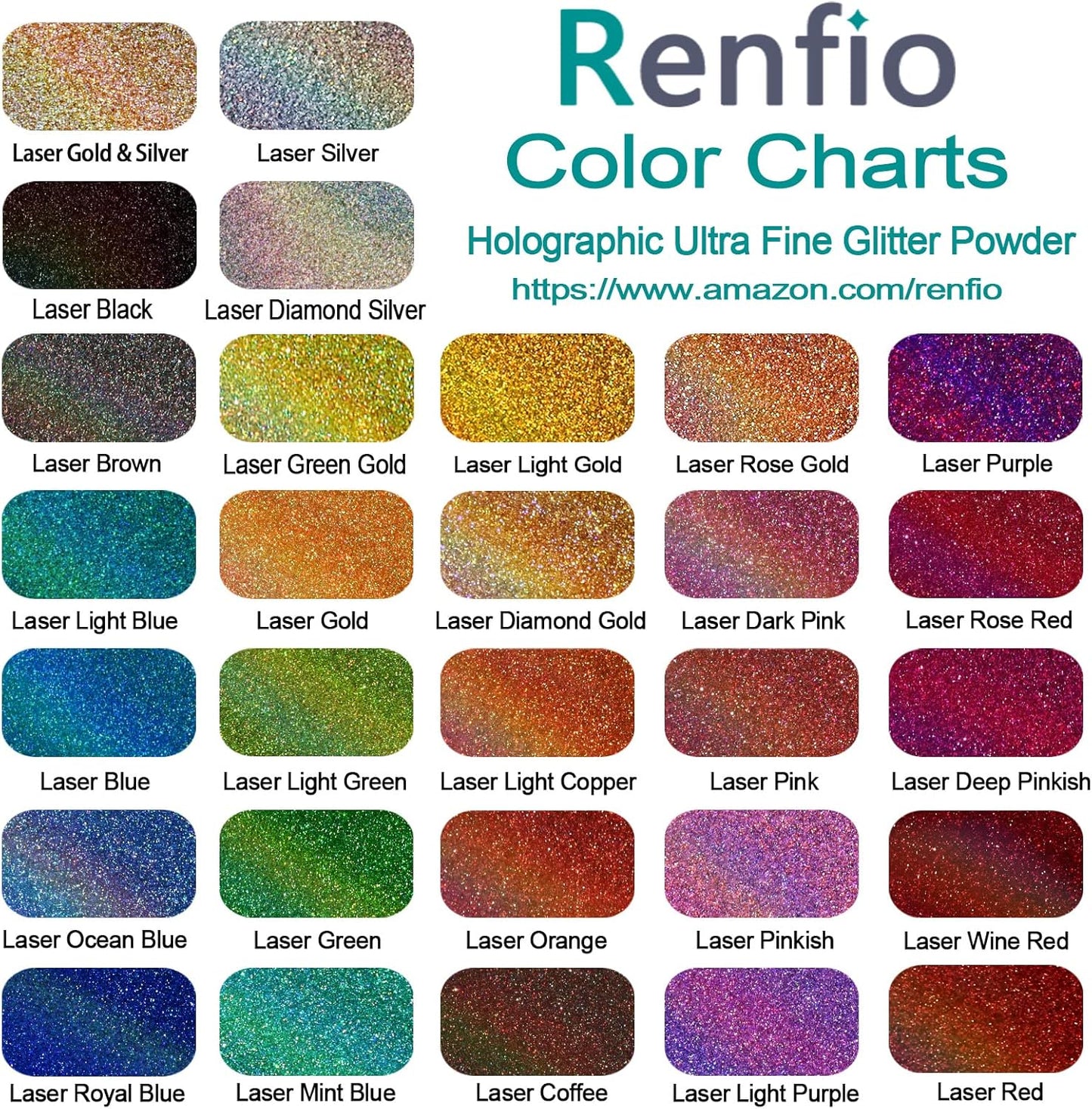 Renfio Holographic Ultra Fine Glitter Powder Metallic Resin Glitter 2.11 Oz (60g) PET Flakes Crafts Sequins 1/128" 0.008" 0.2mm Epoxy Chips Flakes for Tumblers Slime Roses - Laser Light Purple