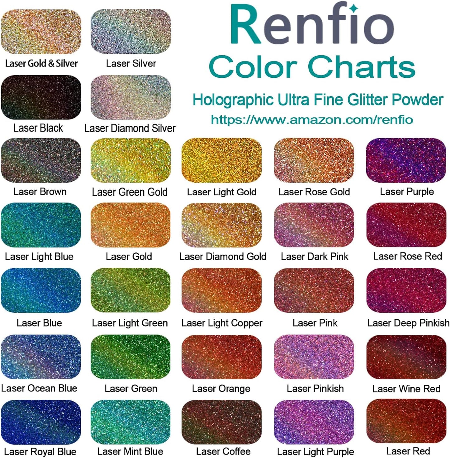 Renfio Holographic Ultra Fine Glitter Powder Metallic Resin Glitter 2.11 Oz (60g) PET Flakes Crafts Sequins 1/128" 0.008" 0.2mm Epoxy Chips Flakes for Tumblers Slime Roses - Laser Purple