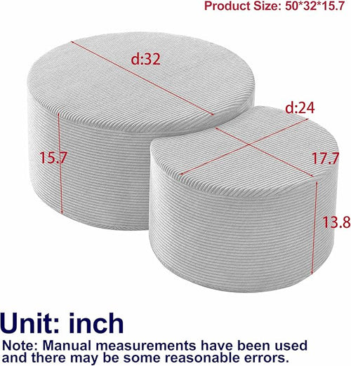 49.7'' Foam Round Nesting Coffee Table Set of 2, Modern Upholstered Side End - Image 2