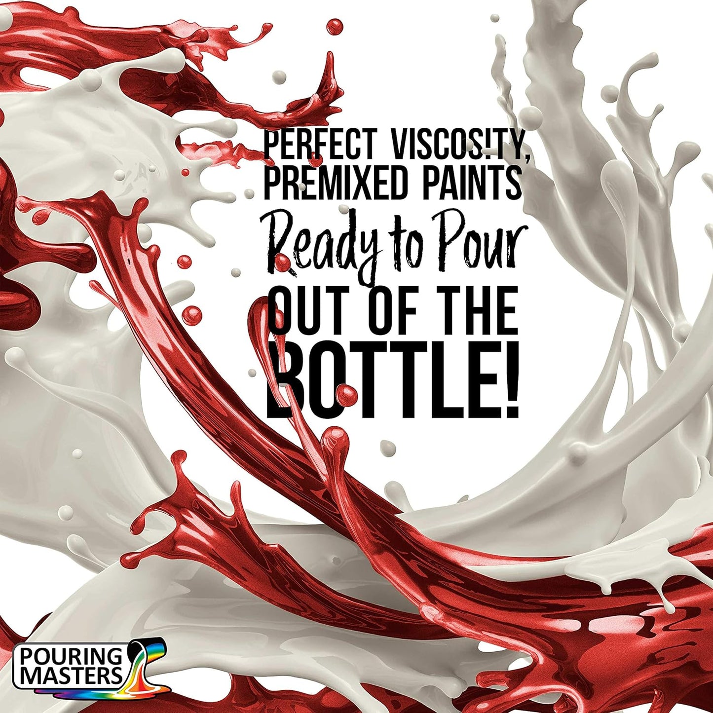 Pouring Masters True Red Metallic Pearl Ready to Pour Acrylic Pouring Paint - Premium 8-Ounce Pre-Mixed Fluid Acrylic Paint - Fluid Art Supplies for Canvas, Wood, Paper, Tile & Rocks