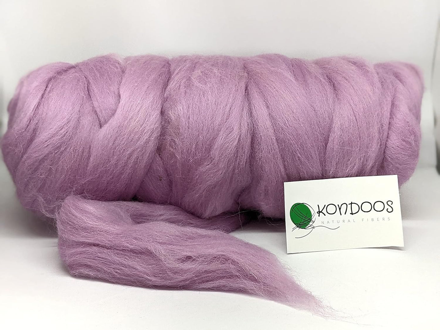 Kondoos Colored Natural Wool roving, 1 lb. Best Wool for Needle Felting, Wet Felting, handcrafts and Spinning. (Lavender, 1 lb)