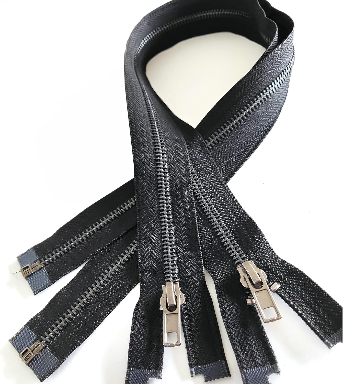 Leekayer Zipper #5 24 Inch Separating Zipper Black Nickel Metal Zipper 60 cm Zipper for Sewing Bag Crafts Jacket Zipper Repair Coats Bulk 2pcs