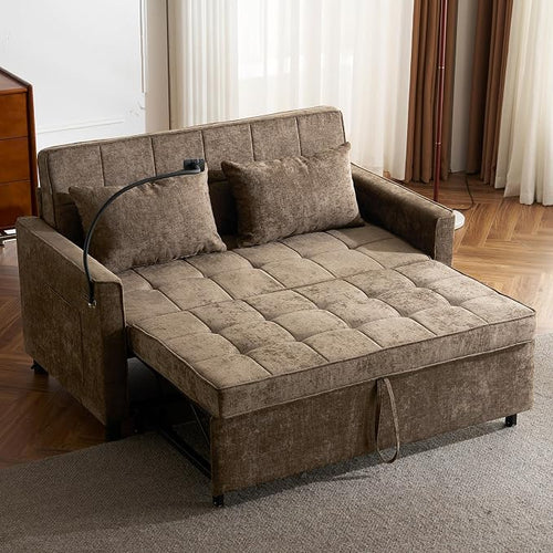 3 in 1 Convertible Sleeper Sofa Bed, 56.9" Small Pull Out Couch Bed by LITVZ