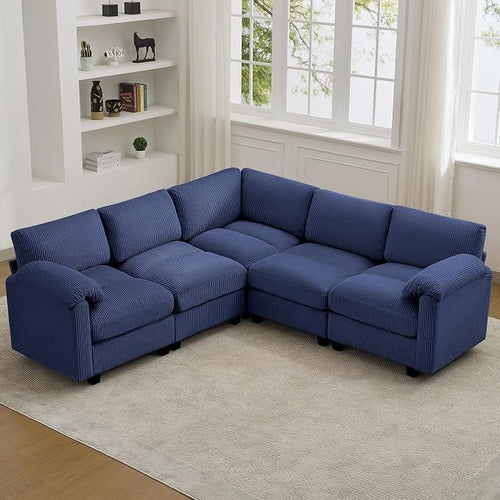 87'' V-Shaped Sectional Sofa Couch, 5-Seater Modular Couches by HATPPTO