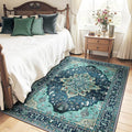 RELEANY Area Rugs 4'x5' Washable Non-Slip, Floral Vintage Distress Print by RELEANY