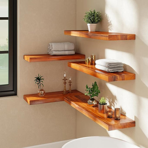 36 Inch Teak Floating Shelves Set of 2 - Image 2