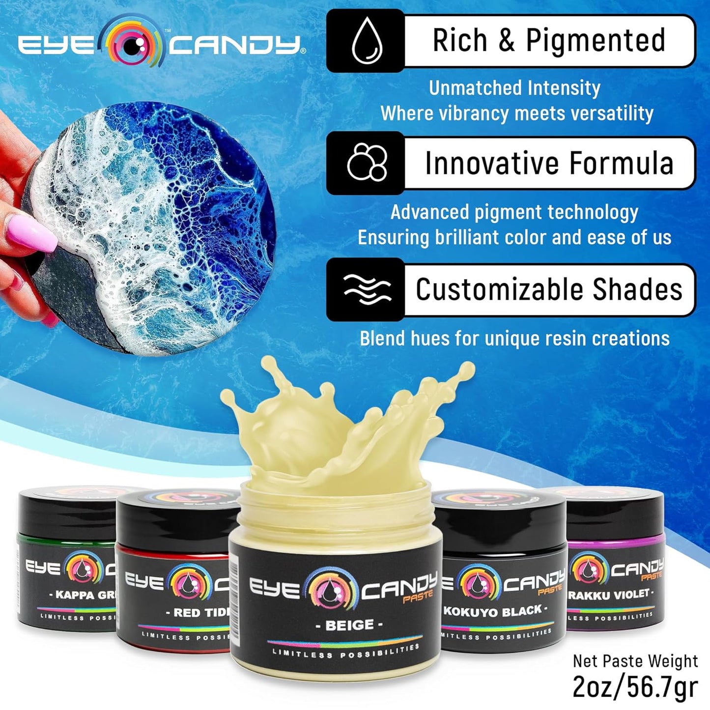 Eye Candy Beige Resin Pigment Paste Beige (2 oz/RAL 1001) | Epoxy Resin Art Paste | Highly Pigmented | Resin Art | Woodworking