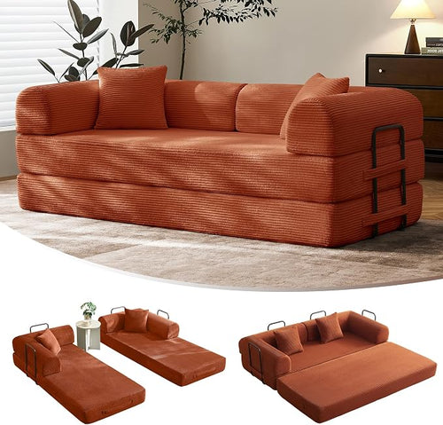 79" Convertible Sofa Bed with Fixed-Shape Frame & Removable Armrests, Modular by SAVENICA