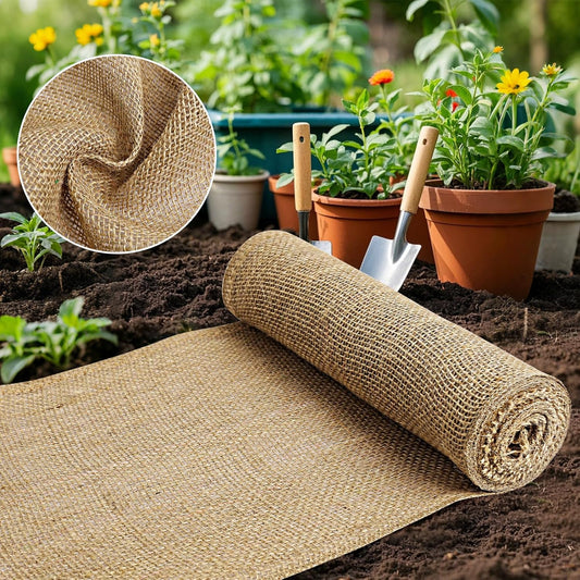 Burlap Fabric - Garden Burlap Fabric Roll Natural Jute Outdoor Fabric Burlap Weed Barrier Trees Trunk Wrap for Crafts Farmhouse Gardening Table Decor for Crafts (19.7" x 15 Feet)