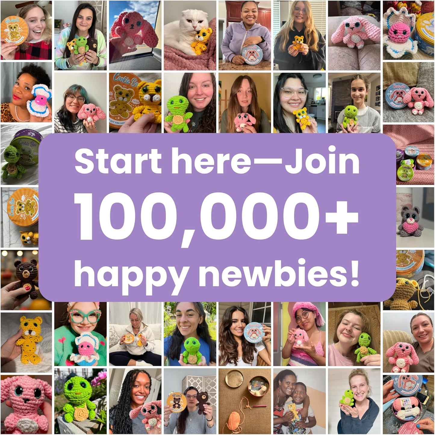 Cookie Box Crochet Kit for Beginners – Gift Set to Make Jellyfish Jenny Amigurumi Plushie – Easy DIY Crochet & Knitting Starter Kit with Video and PDF Tutorials