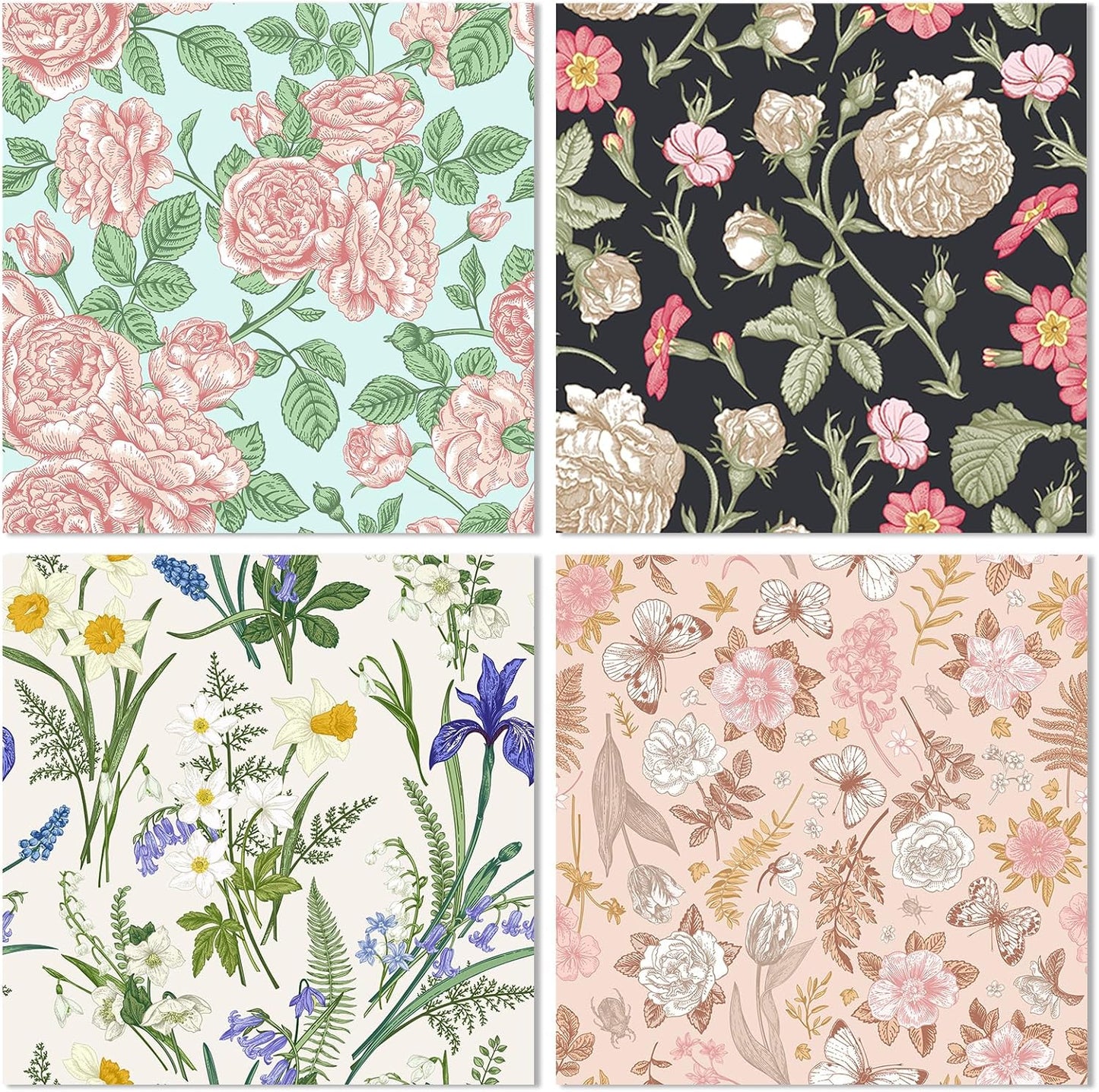 48 Sheets 24 Designs Scrapbook Paper Pad, 6"×6" Single-Sided Decopodge Craft Cardstock Paper,Scrapbooking DIY Decorative Background Cardmaking Supplies.Cat's Life&Flowers