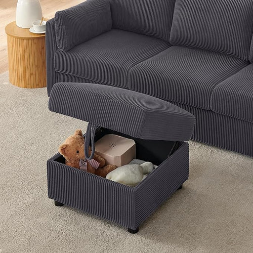 35.3" Corduroy Ottoman with Storage Oversized Ottoman by Cozelegti