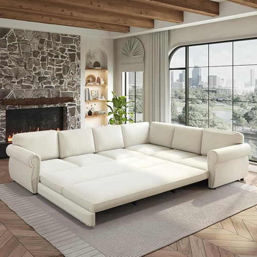 118" L-Shaped Sleeper Couch Bed by Unknown
