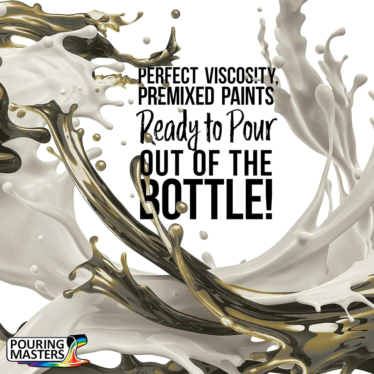 Pouring Masters Gold/Silver Iridescent Special Effects Acrylic Pouring Paint - Premium 8-Ounce Pre-Mixed Fluid Acrylic Paint - Fluid Art Supplies for Canvas, Wood, Paper, Tile & Rocks