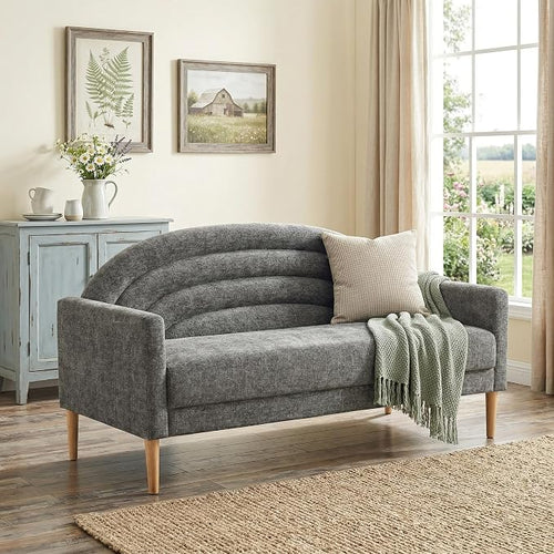 63" Small Loveseat Sofa for Small Spaces, Mid Century Modern Sofa, Linen by QNZK