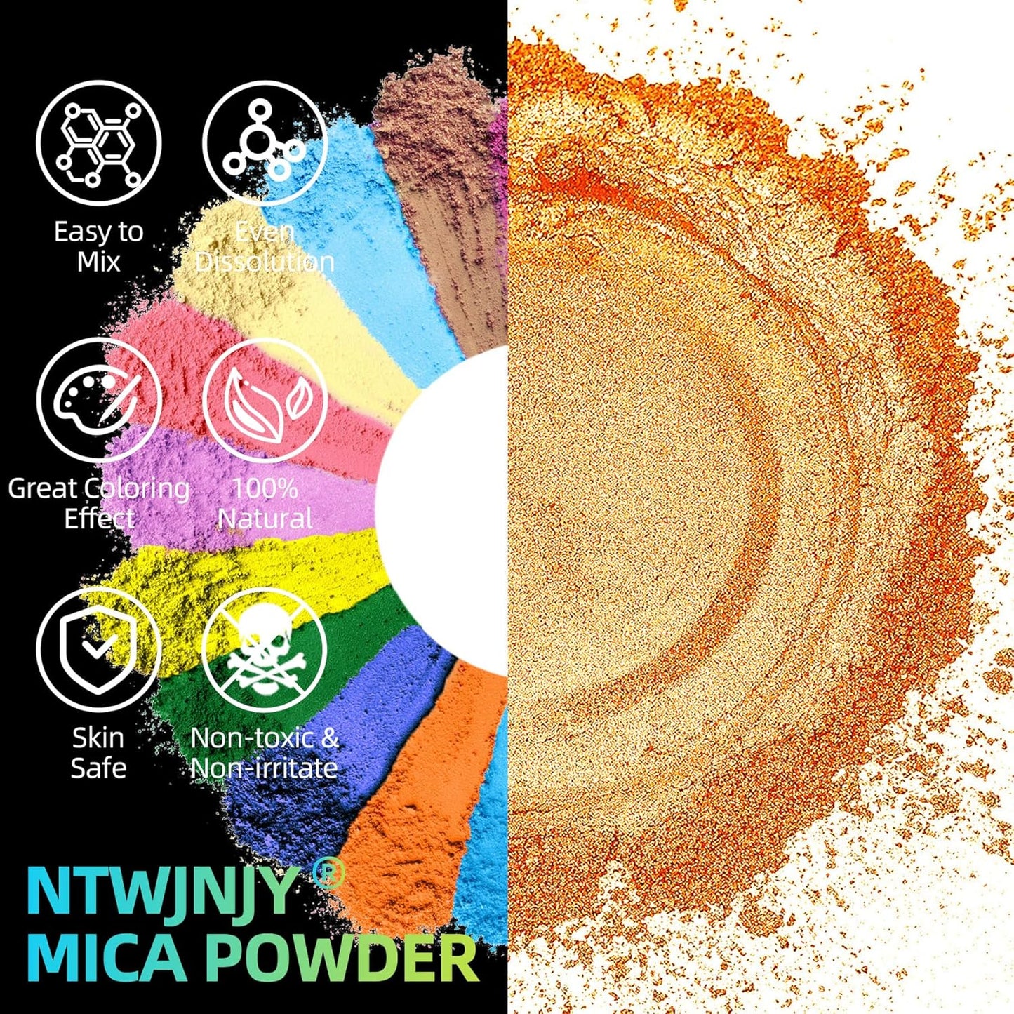 Orange Mica Powder for Epoxy Resin，Natural Shimmer Mica Powder Used for Coloring car Spray Paint, Candles, soap, Eye Shadow, Lip Gloss, Nail Polish(50g/1.7oz)