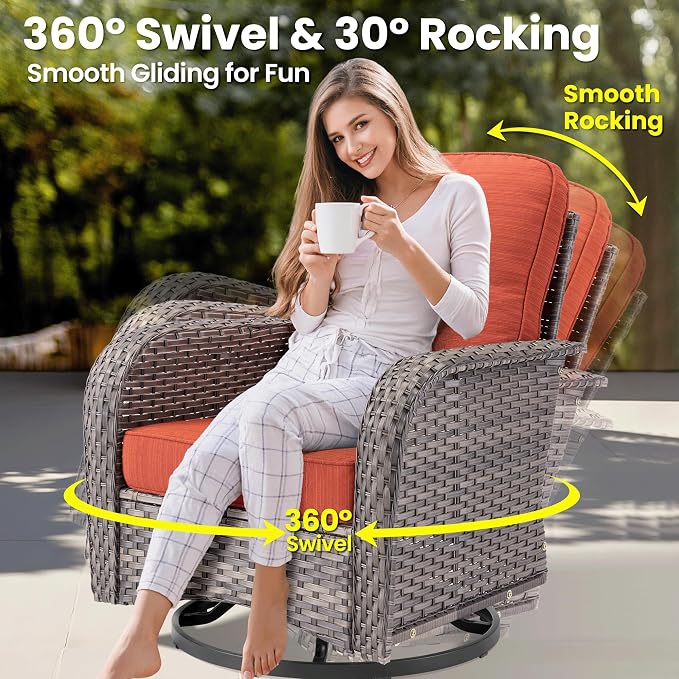 ovios 8 Pieces Patio Furniture Set, Outdoor Wicker Sofa Couch - Image 2
