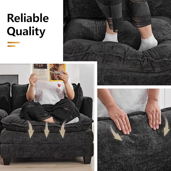 147'' Modualr Sectional Cloud Deep Seat Couch, Oversized Chenille U Shaped - Image 5