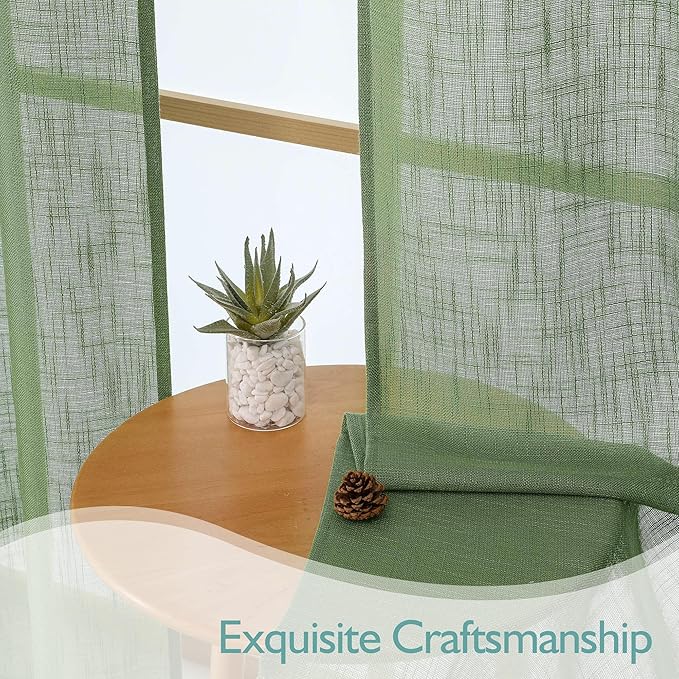 Chyhomenyc Sage Green Semi Sheer Curtains 84 Inches Long 2 Panels Set, Light - Image 6