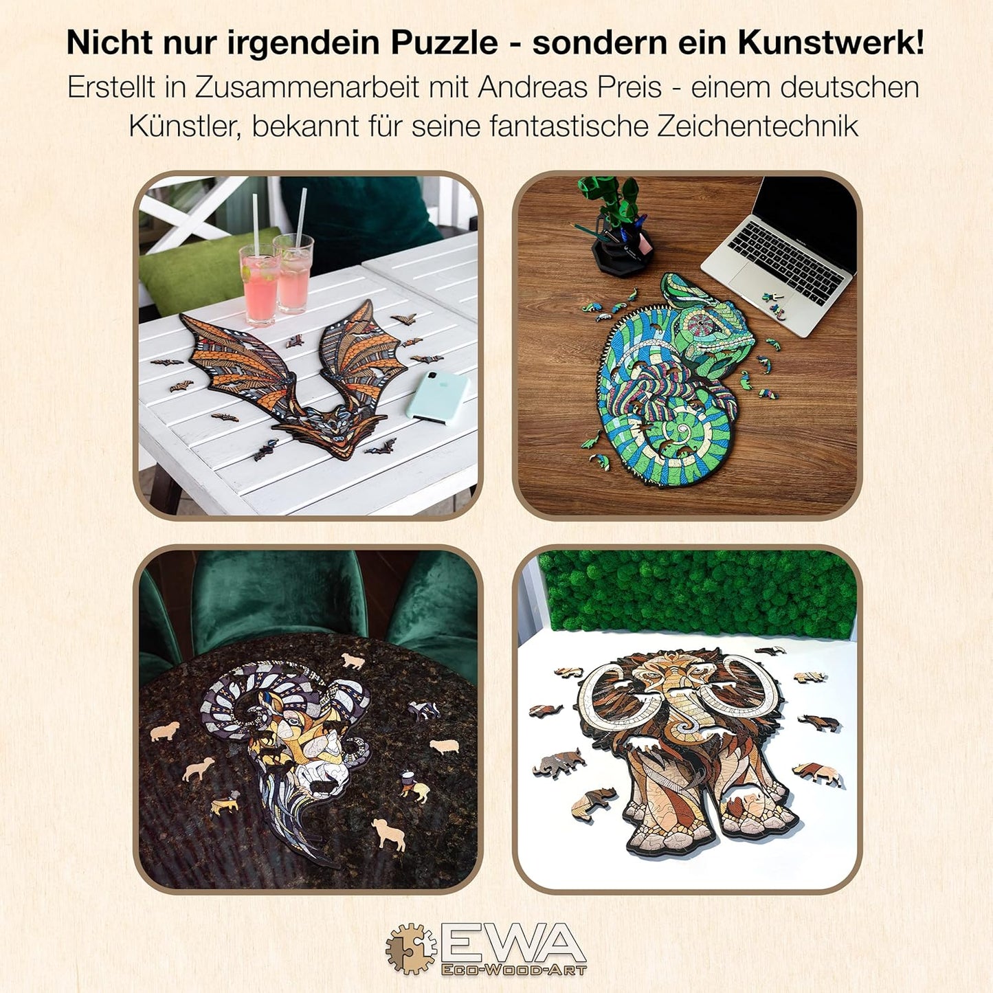 EWA Home Décor – Lion Medium 100 Pieces – Wooden Jigsaw Puzzle for Adults – Perfect for Artistic Home Decoration and Mindful Relaxation