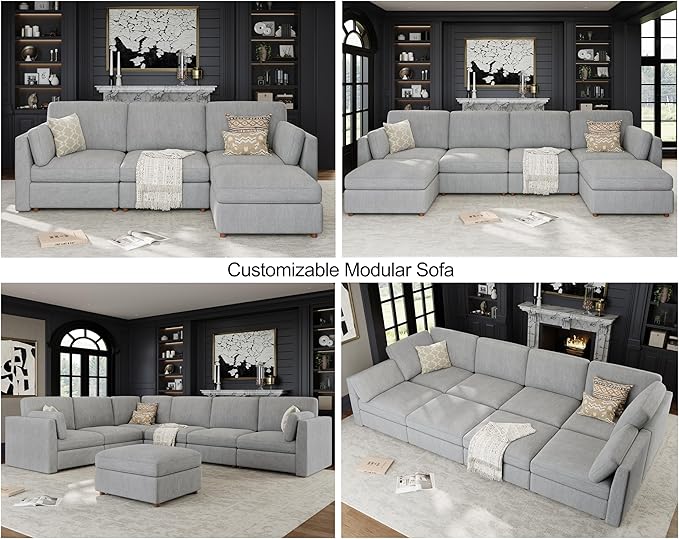 Oversized 2 Seater Modular Sectional Sofa, Solid Wood Frame Sofa, Removable - Image 8