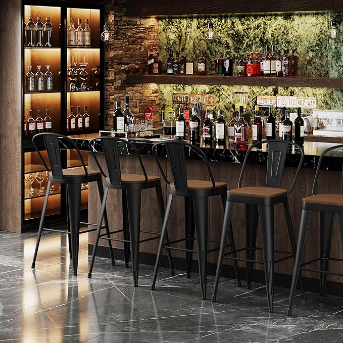 Andeworld Metal Bar Stools Set of 4, 26 inch Counter Height Barstools - Image 6
