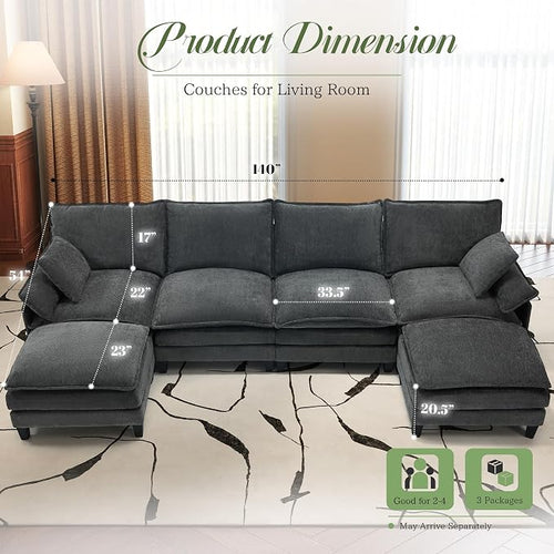 140" Cloud Couch, Modular Sectional Sofa - Image 2