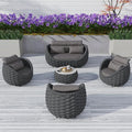 TWT Outdoor Patio Furniture Set-5 Pieces Aluminum Sectional Sofa, Metal Patio by TWT