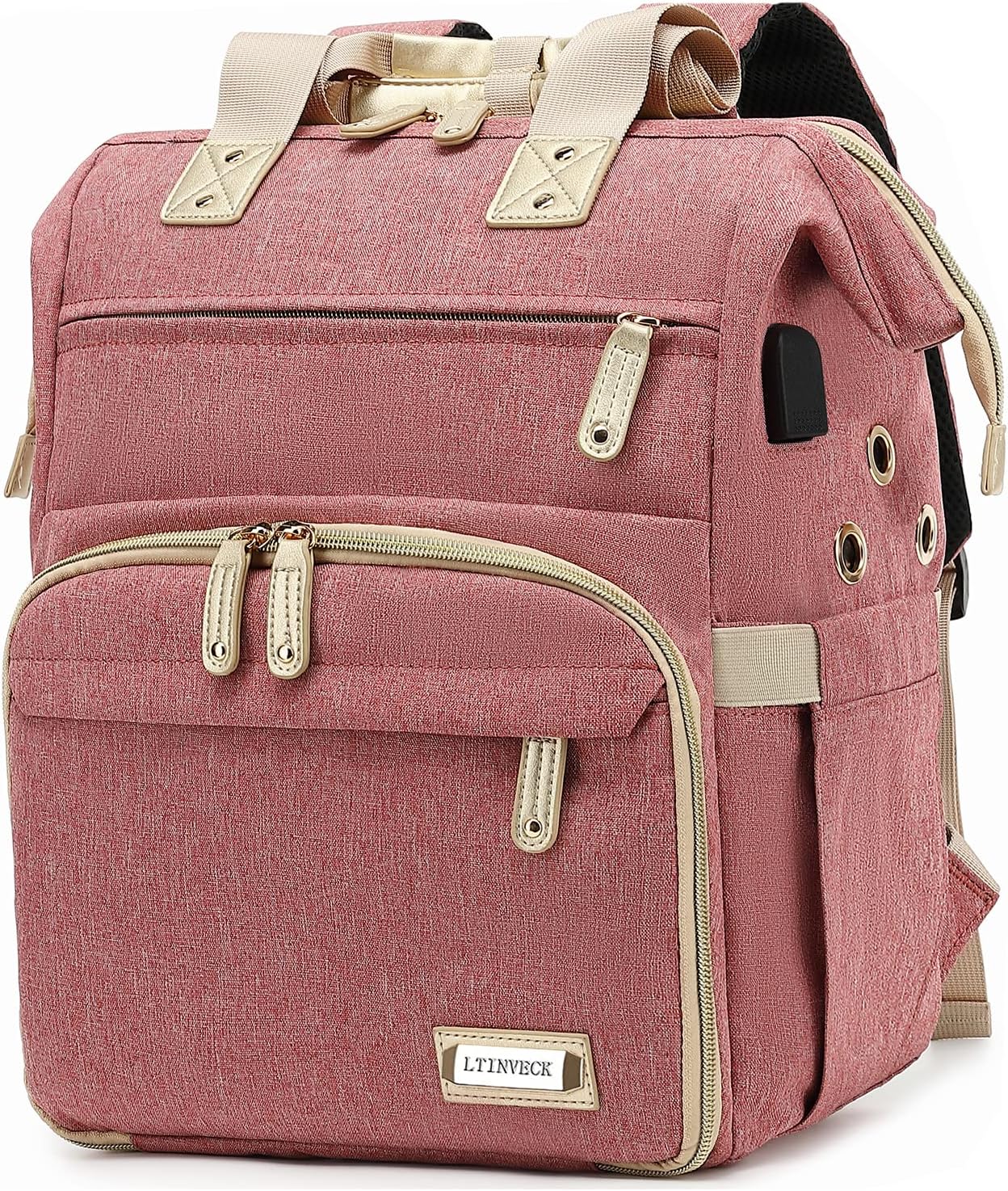 Crochet Backpack,Knitting Bag Backpack Yarn Storage Organizer Travel Crochet Bag with USB Charging Port,Yarn Storage Tote Bag Yarn Holder Case for Knitting Needles,Crochet Hooks,Crochet Accessories