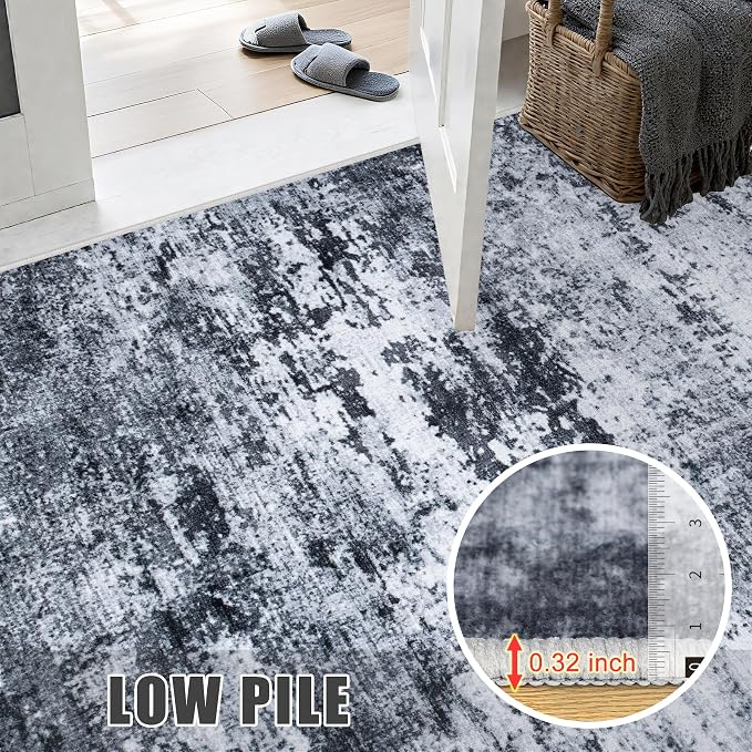4x4 Area Rug Living Room Rug: Washable Modern Abstract Soft Thin Rug Indoor - Image 7
