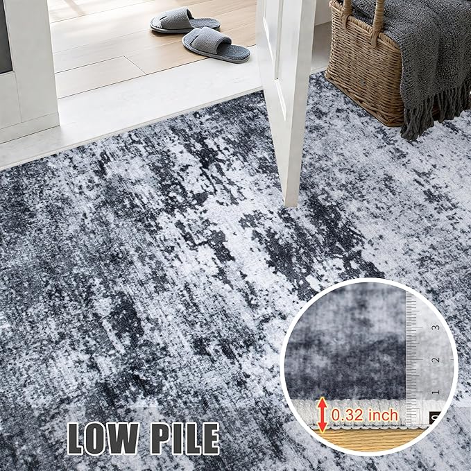 Washable Area Rug 3x10 Entryway Rug: Washable Modern Abstract Soft Thin Rug - Image 7
