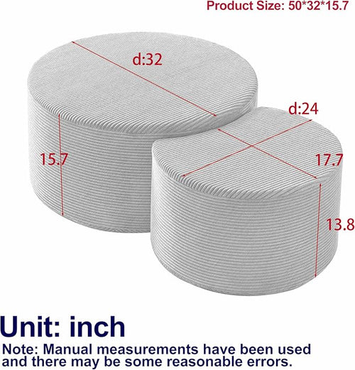 49.7'' Foam Round Nesting Coffee Table Set of 2, Modern Upholstered Side End - Image 2
