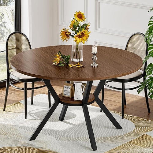 42" Round Dining Table for 4, Farmhouse Kitchen Table by MECHYIN