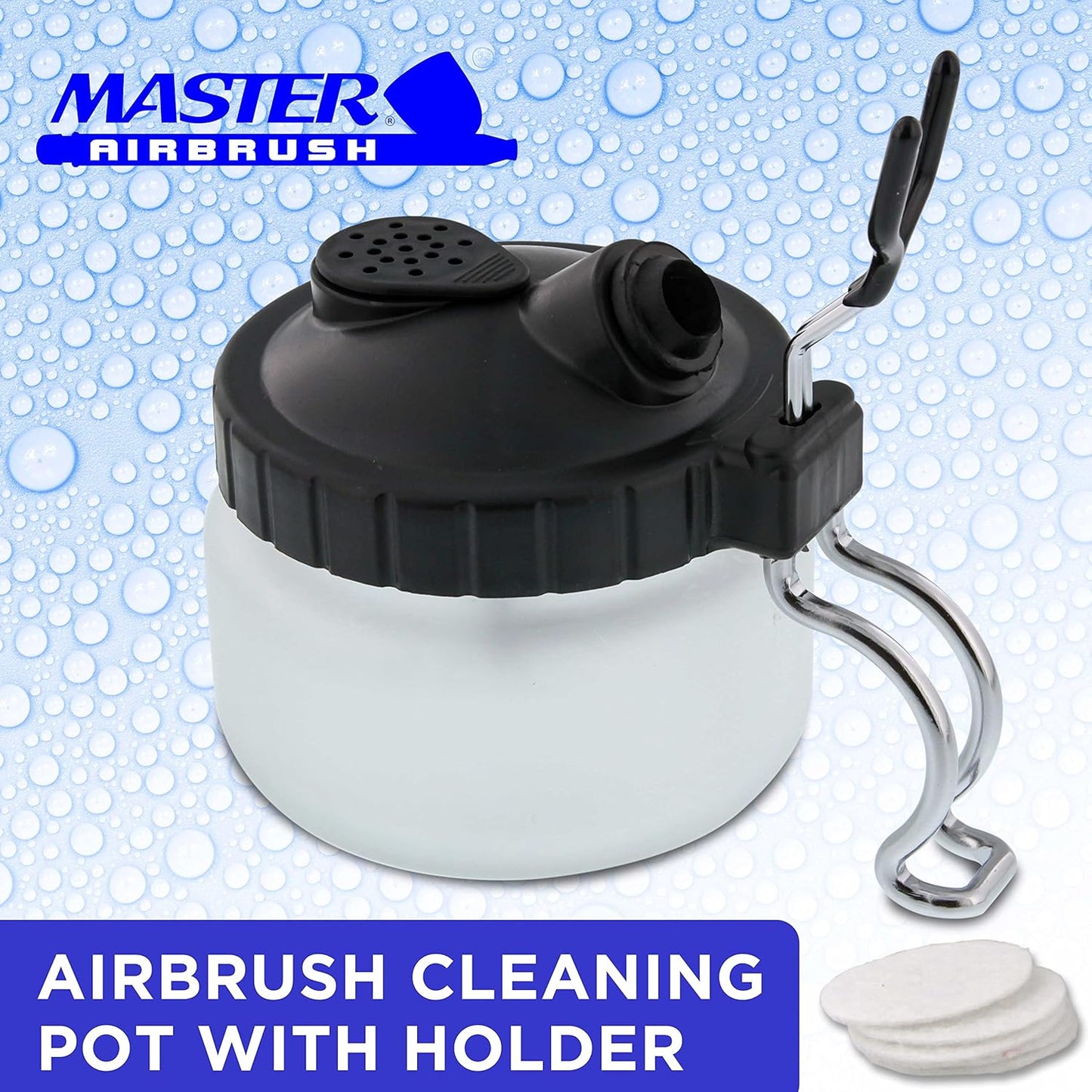 Master Airbrush 13 Piece Airbrush Cleaning Kit - Glass Cleaning Pot Jar with Holder, 5 pc Cleaning Needles, 5 pc Cleaning Brushes, 1 Wash Needle, & How to Link Card