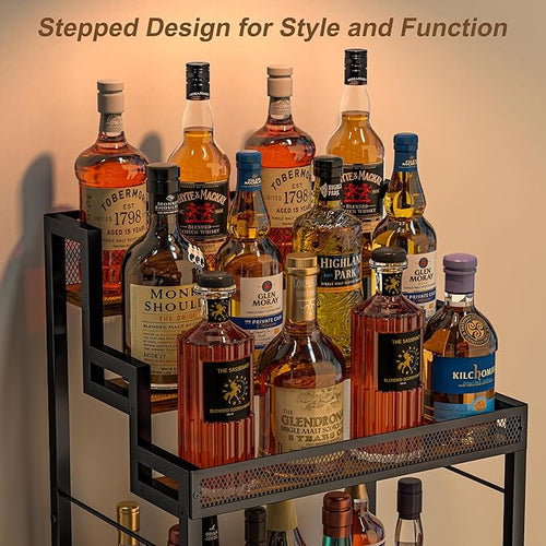 6-Tier Liquor Cabinet for Home Bar, Freestanding Stepped Wine Rack - Image 2