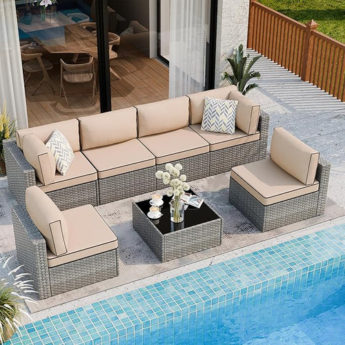 7 Piece Outdoor Patio Furniture Set, All Weather Conversation Set by Shintenchi%7CFurnitureMadeforRealLife