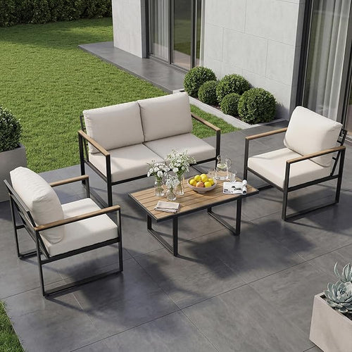 4-Piece Outdoor Patio Furniture Set, Conversation Sofa Set by GAOMON