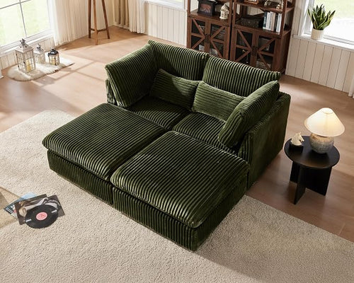 77" Oversized Corduroy Couch Modular Sectional Sofa, Washable Cloud Couch by CHICHOUSE