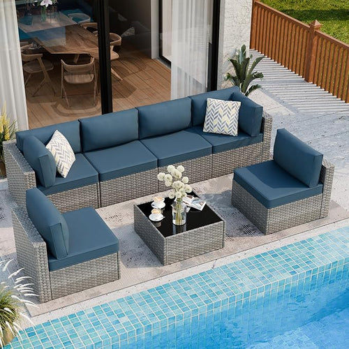 7 Piece Outdoor Patio Furniture Set, All Weather Conversation Set by Shintenchi%7CFurnitureMadeforRealLife