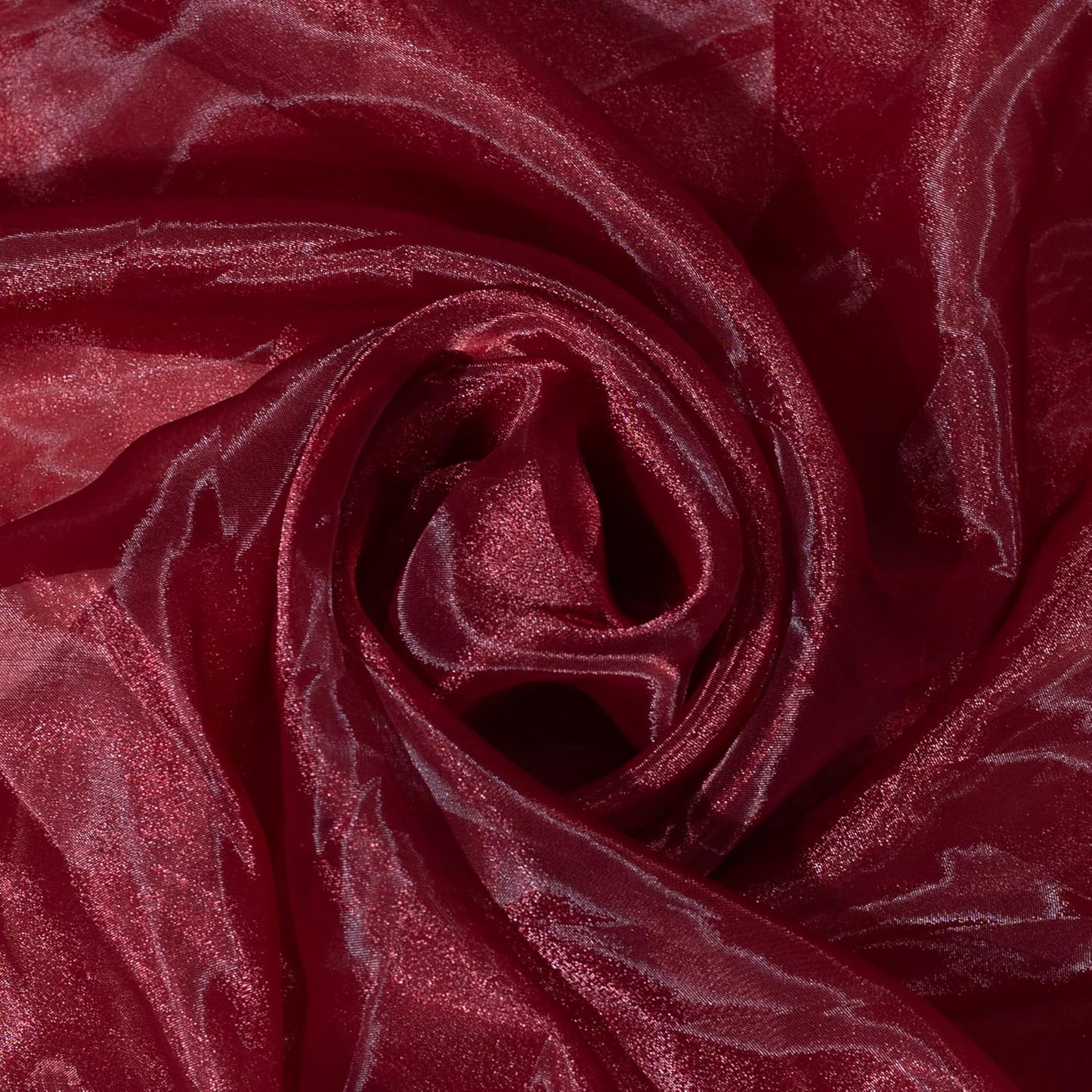 FYNITE Burgundy Sheer Organza Fabric | 5 Yards Long x 44'' Wide | Solid Sheer Organza Bolt for Wedding Dress Fashion Craft Decorations