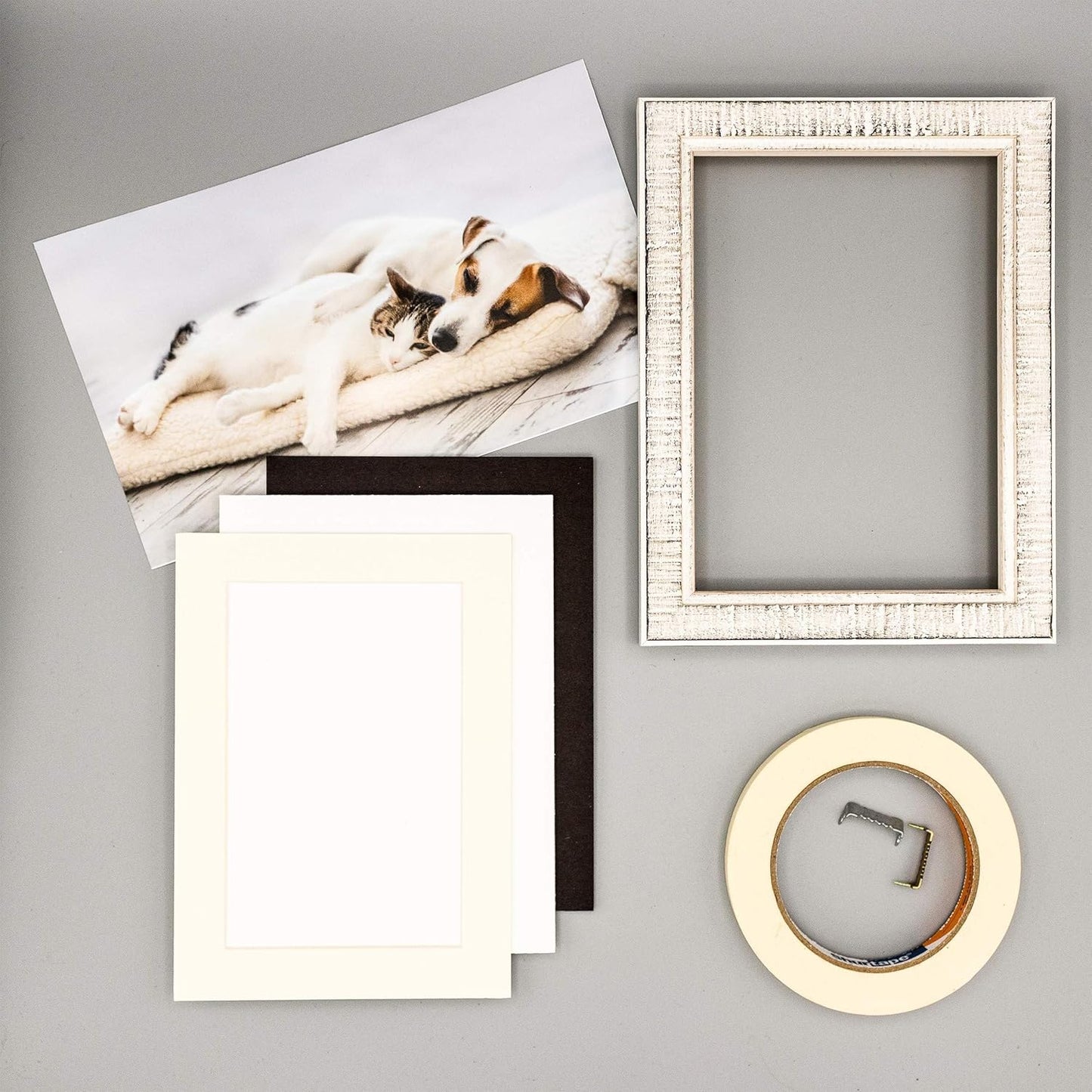 5.5x8.5 Mat for 8.5x11 Frame - Precut Mat Board Acid-Free Show Kit with Backing Board, and Clear Bags Textured Cream 5.5x8.5 Photo Matte For a 8.5x11 Picture Frame Matboard for Framing, Pack of 1 Mat