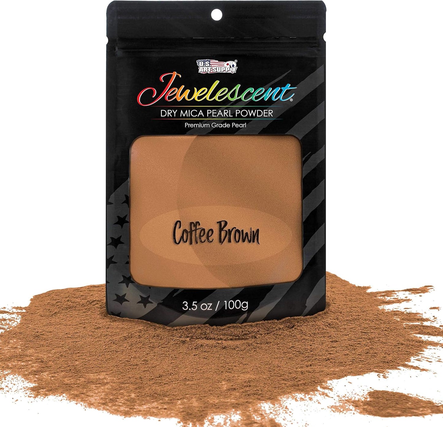U.S. Art Supply Jewelescent Mica Pearl Pigment Powder, Interference Coffee Brown 3.5 oz (100g) Pouch - Cosmetic Grade, Epoxy Resin Color Pigment, Mica Powder for Resin, Soap, Slime, Candle Dye, Art