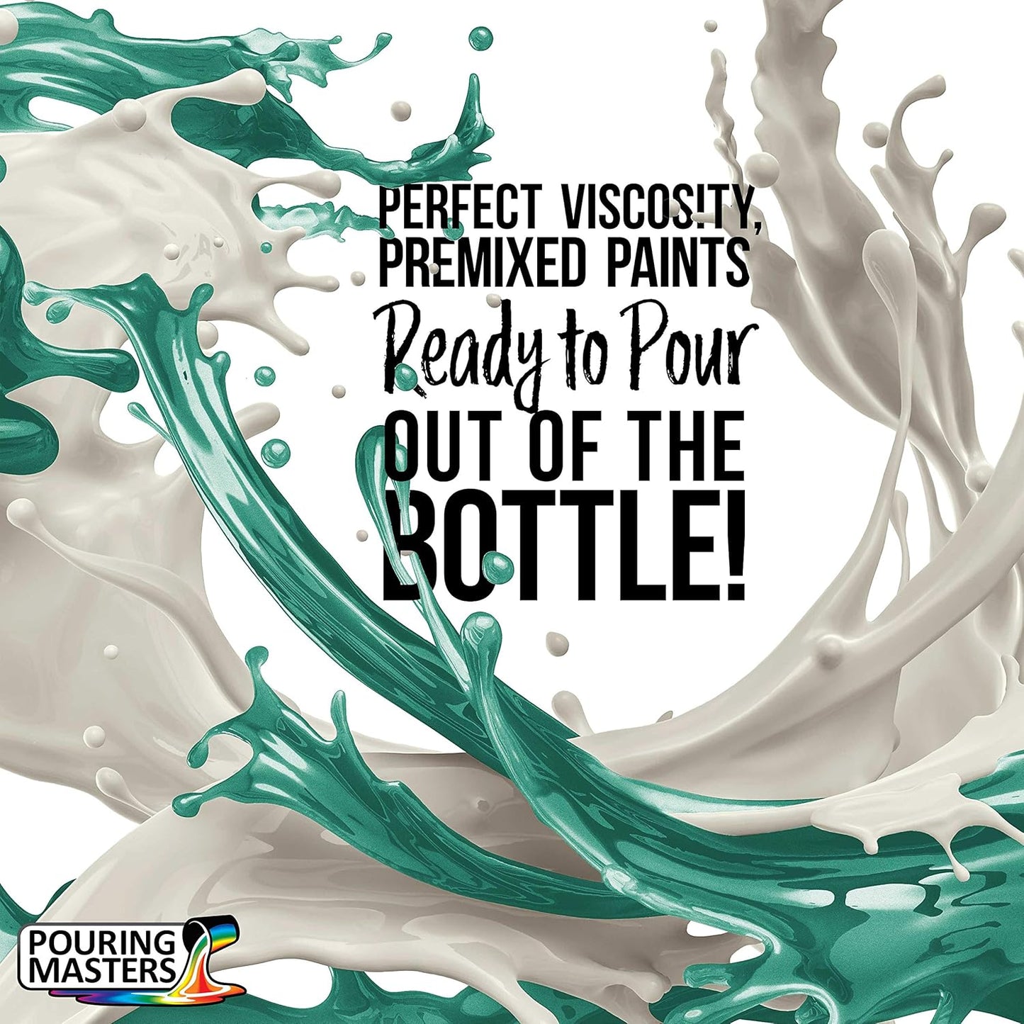 Pouring Masters Peppermint Metallic Pearl Ready to Pour Acrylic Pouring Paint - Premium 32-Ounce Pre-Mixed Fluid Acrylic Paint - Fluid Art Supplies for Canvas, Wood, Paper, Tile & Rocks