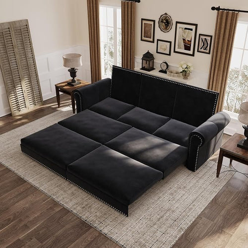 3 in 1 Convertible Sleeper Sofa Bed, 93.7" King Size Sofa Sleeper by LITVZ